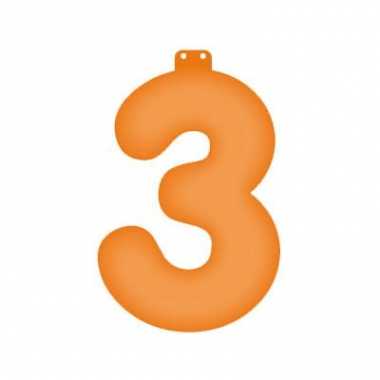 Oranje getal 3 opblaasletter